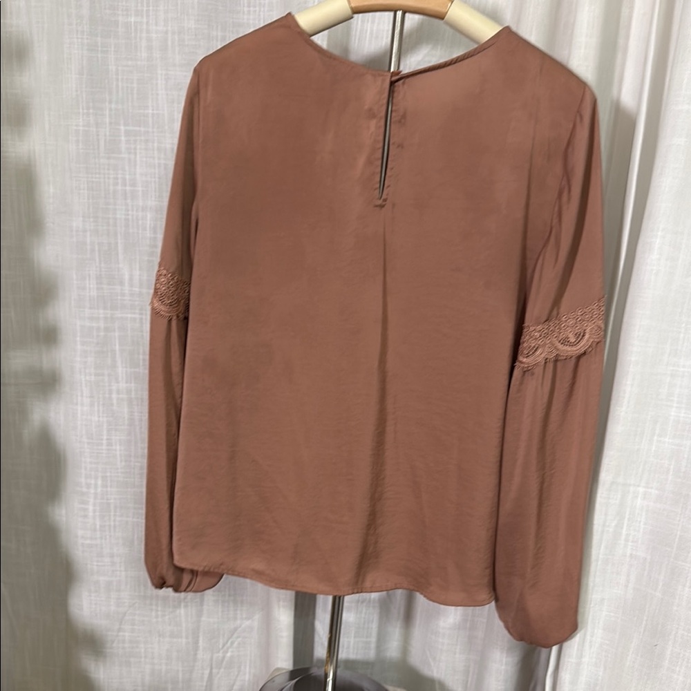 Express Tan Relaxed Ruffled Blouse - Picture 3 of 3